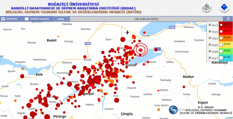 Elazığ'da 5.1 Büyüklüğünde Artçı Deprem