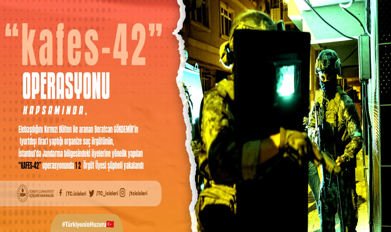 Kafes-42 Operasyonunda 12 organize suç örgütü üyesinin yakalandığı bildirildi